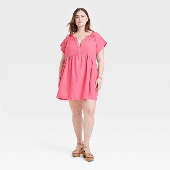 Women's Short Sleeve Linen Mini Shift Dress -
Universal Thread™™ Pink new - Picture 1 of 10